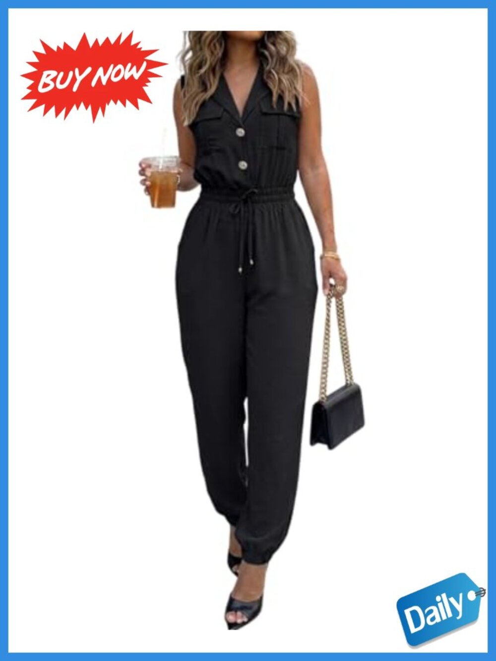 Womens Cargo Jumpsuit One Piece High Waist Sleeveless Vacation Outfit